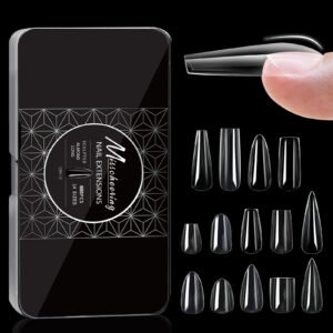 Nail art tips, transparent tips, nail shape art, seamless false nails, boxed